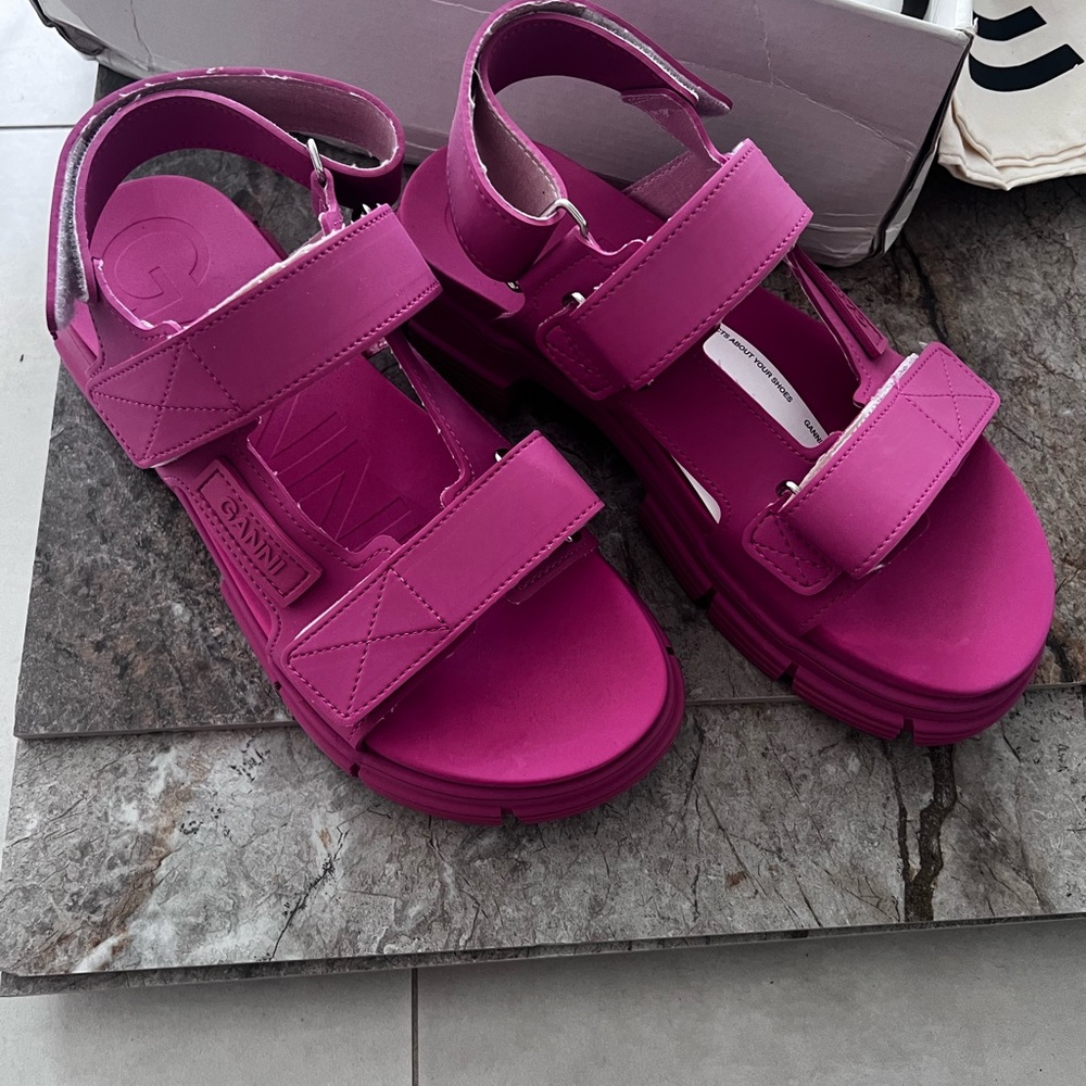Ganni Bold Pink Platform Sandals